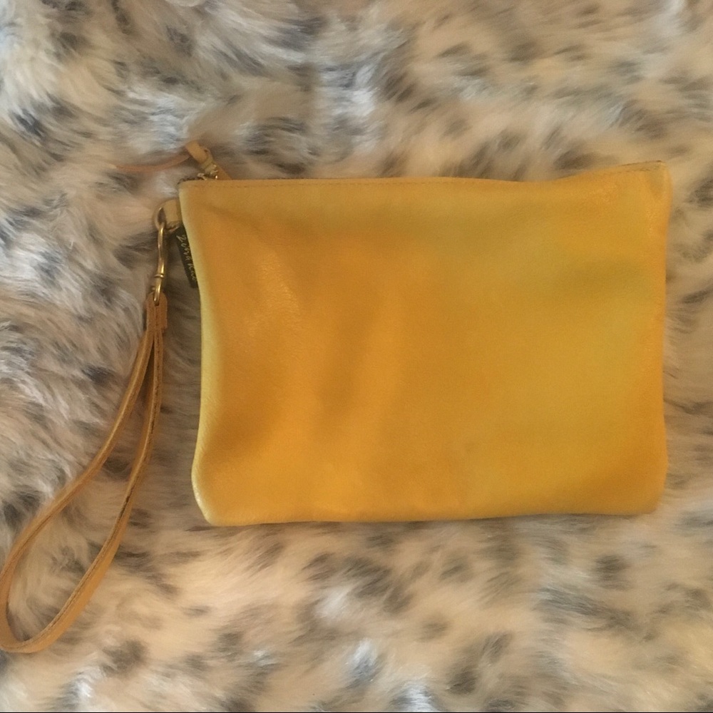 Yellow Leather Clutch